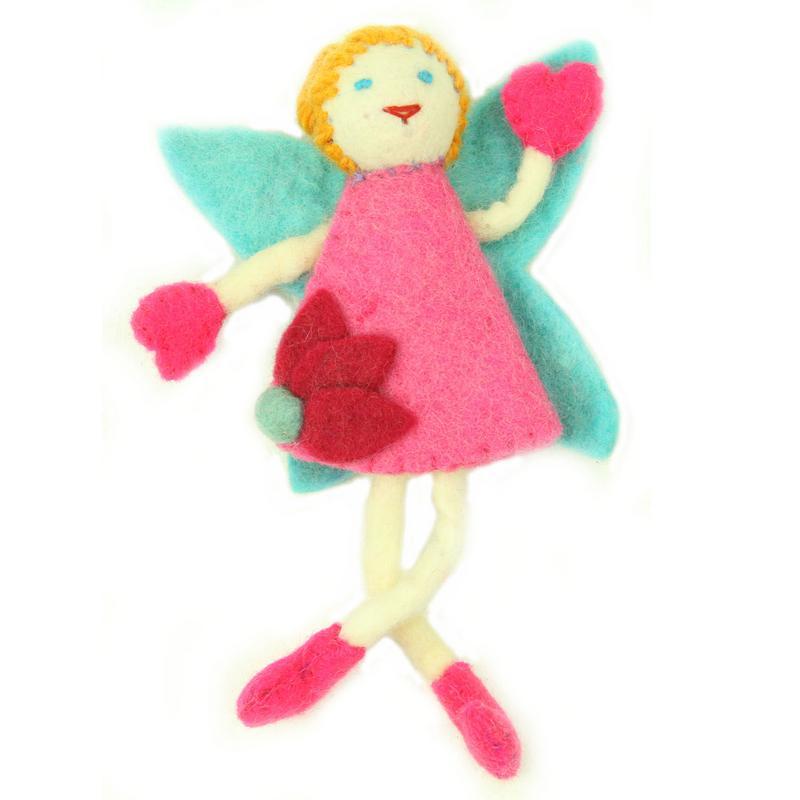 Tooth Fairy Tooth Pouch & Doll, Blonde with Pink Dress - Hand Felted (IS)