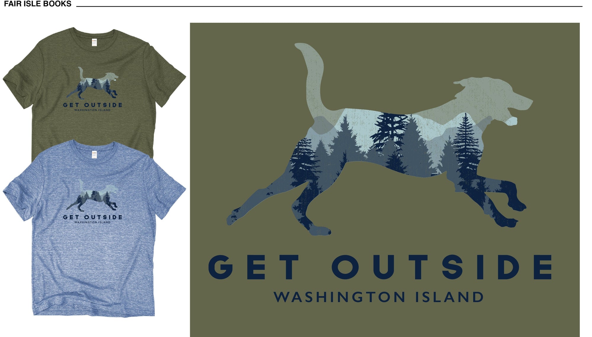 Get Outside Washington Island Dog Olive Short Sleeve Tee (IS)