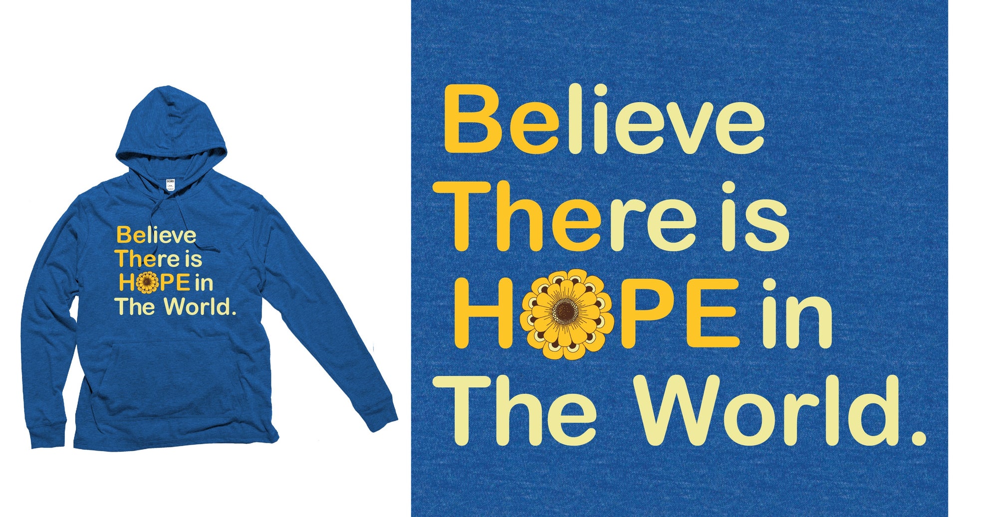 Hooded Be The Hope Sunflower Long Sleeve Tee - Royal Blue (IS)