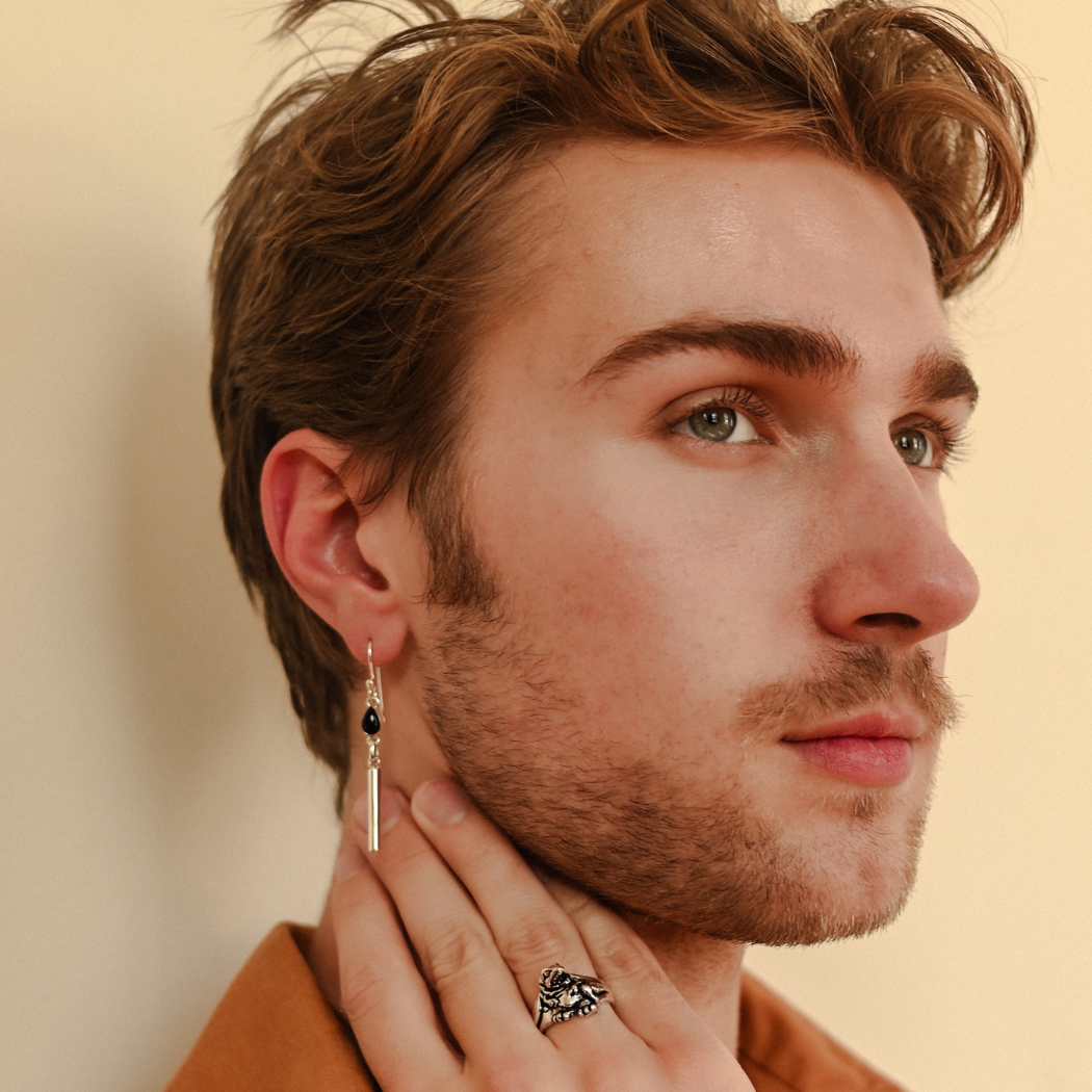 Black Onyx Drop Sterling Silver Earrings