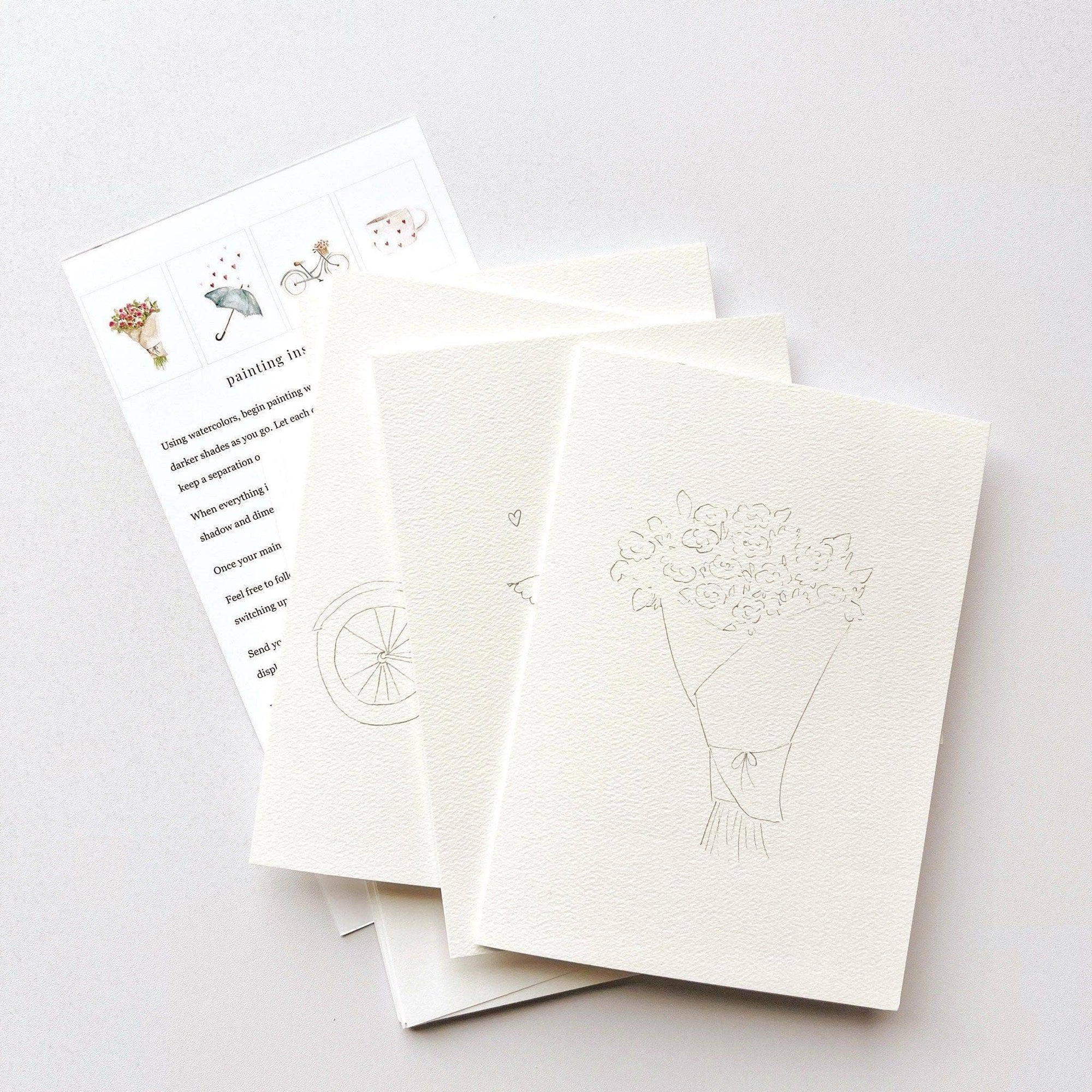 Love sweet love paintable watercolor notecard set