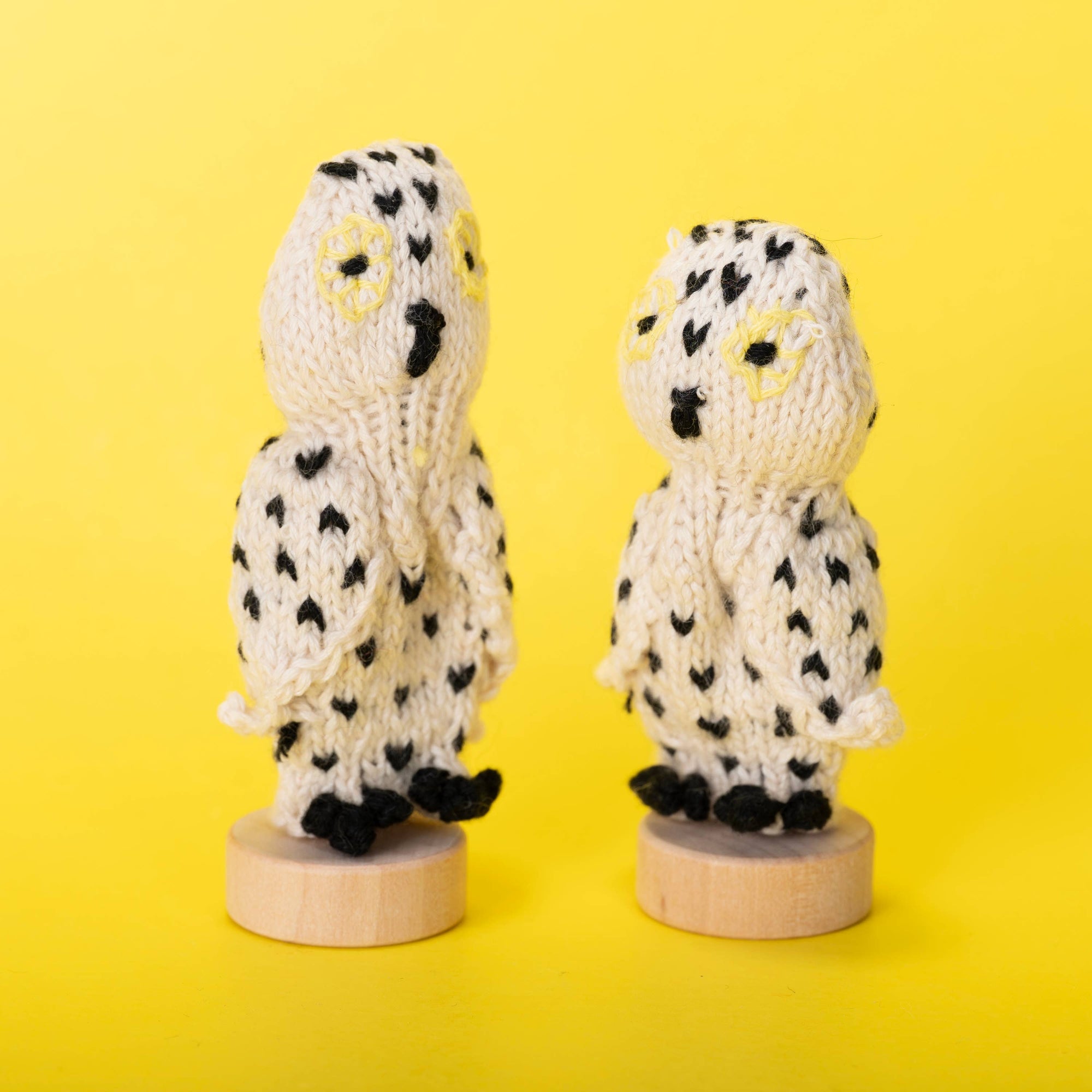 Snowy Owl Finger Puppet Hand-Knit Organic Cotton Natural Natural