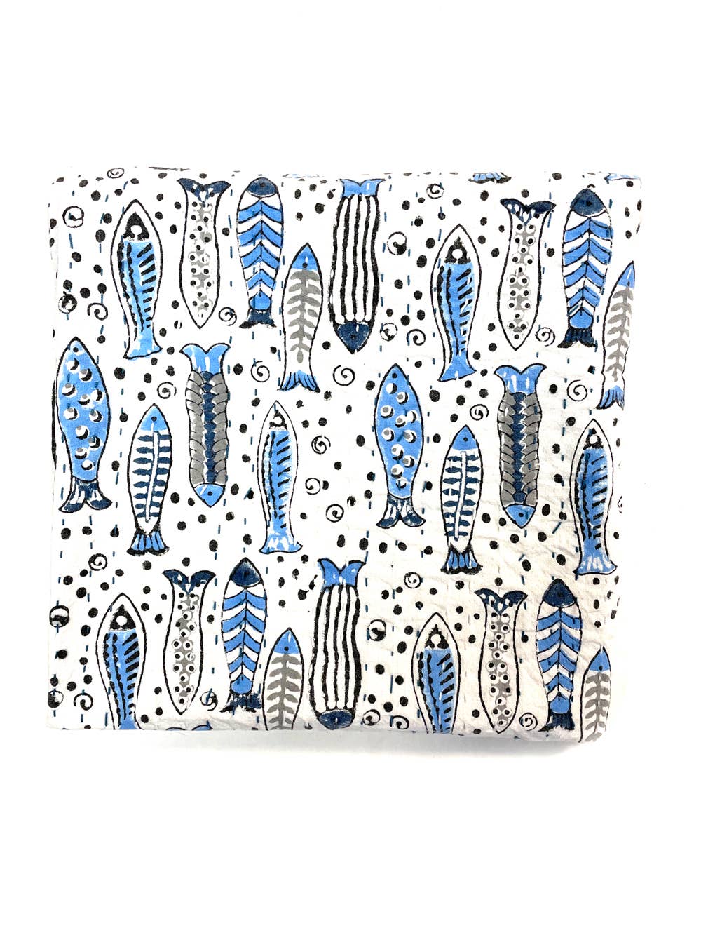 Baby Block Printed Kantha Blanket - Fish Print