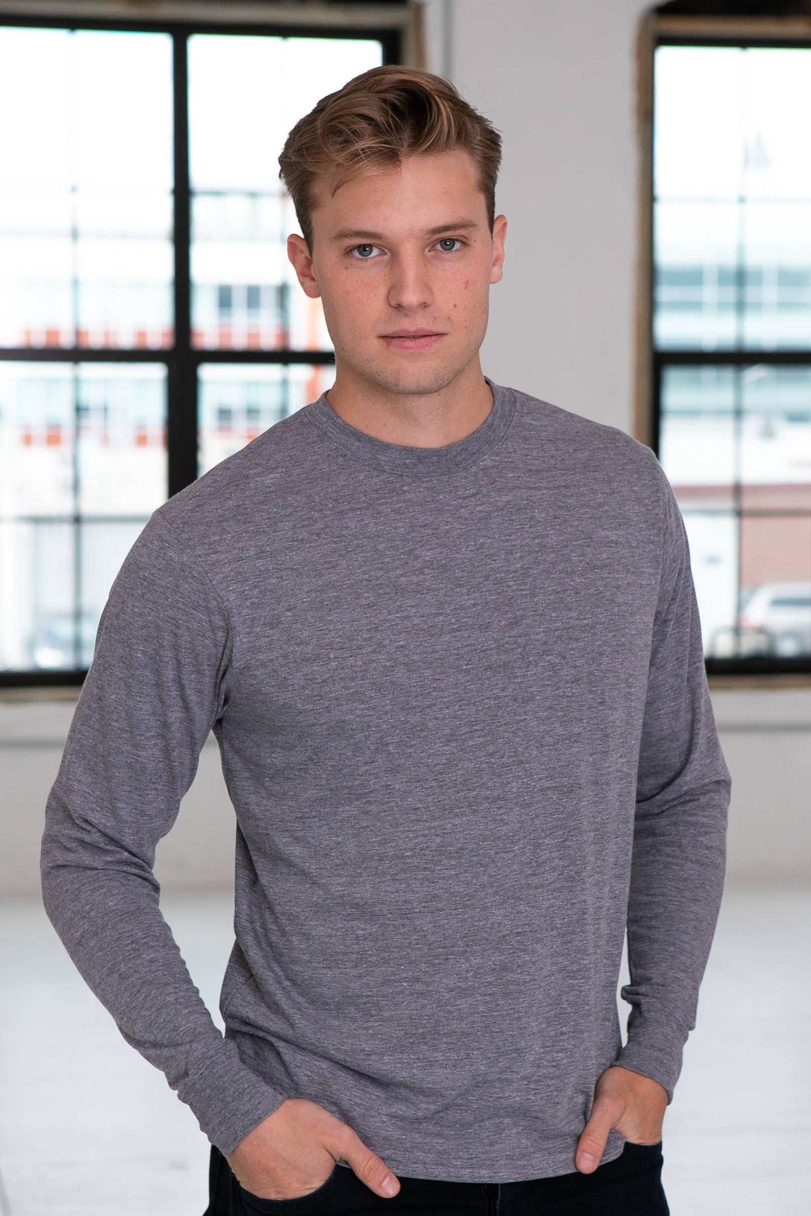 Unisex Triblend Long Sleeve Tee wander charcoal