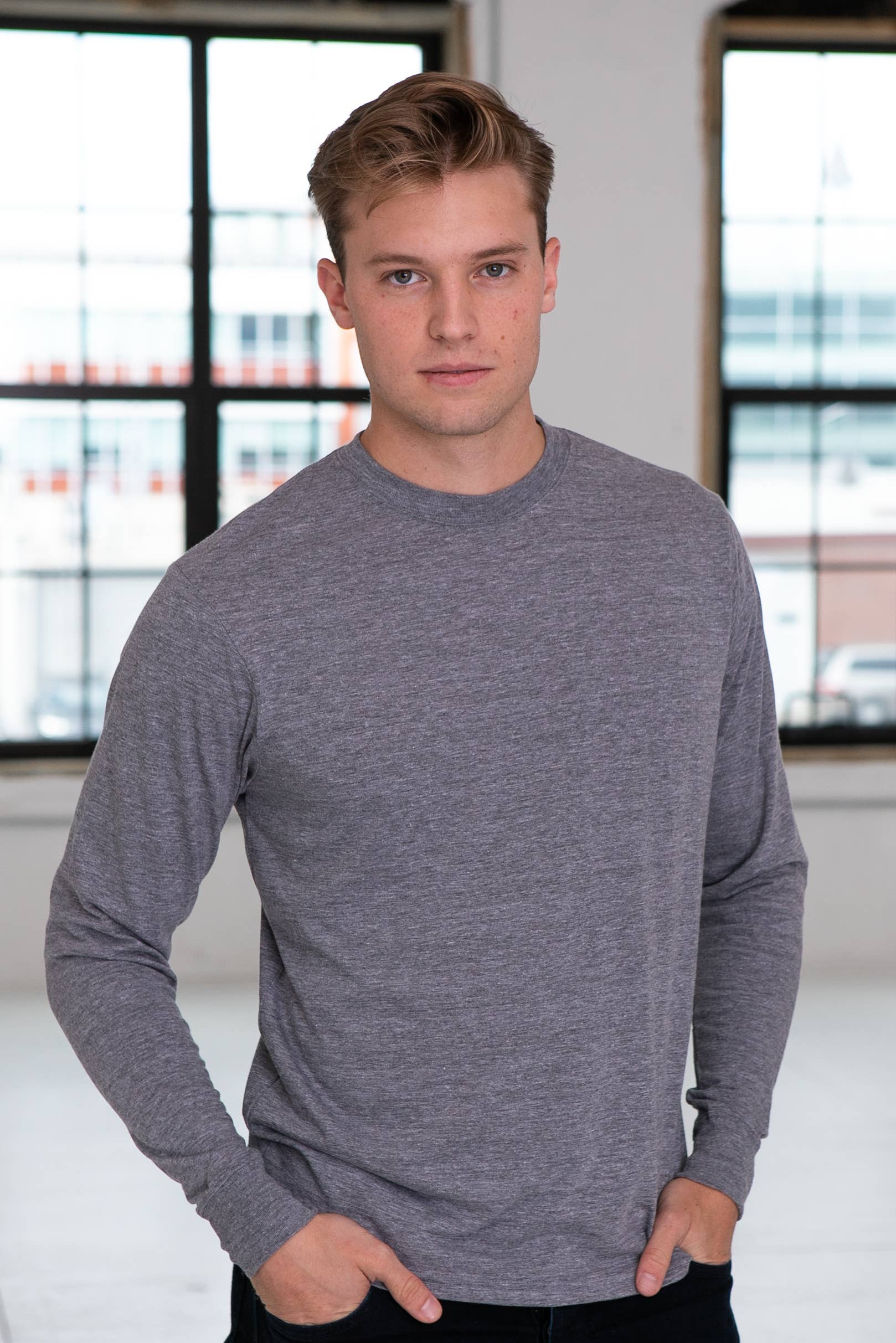 Unisex Triblend Long Sleeve Tee wander charcoal