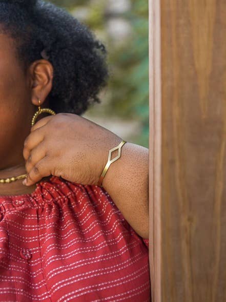 Rhombus Cut Out Cuff - Brass