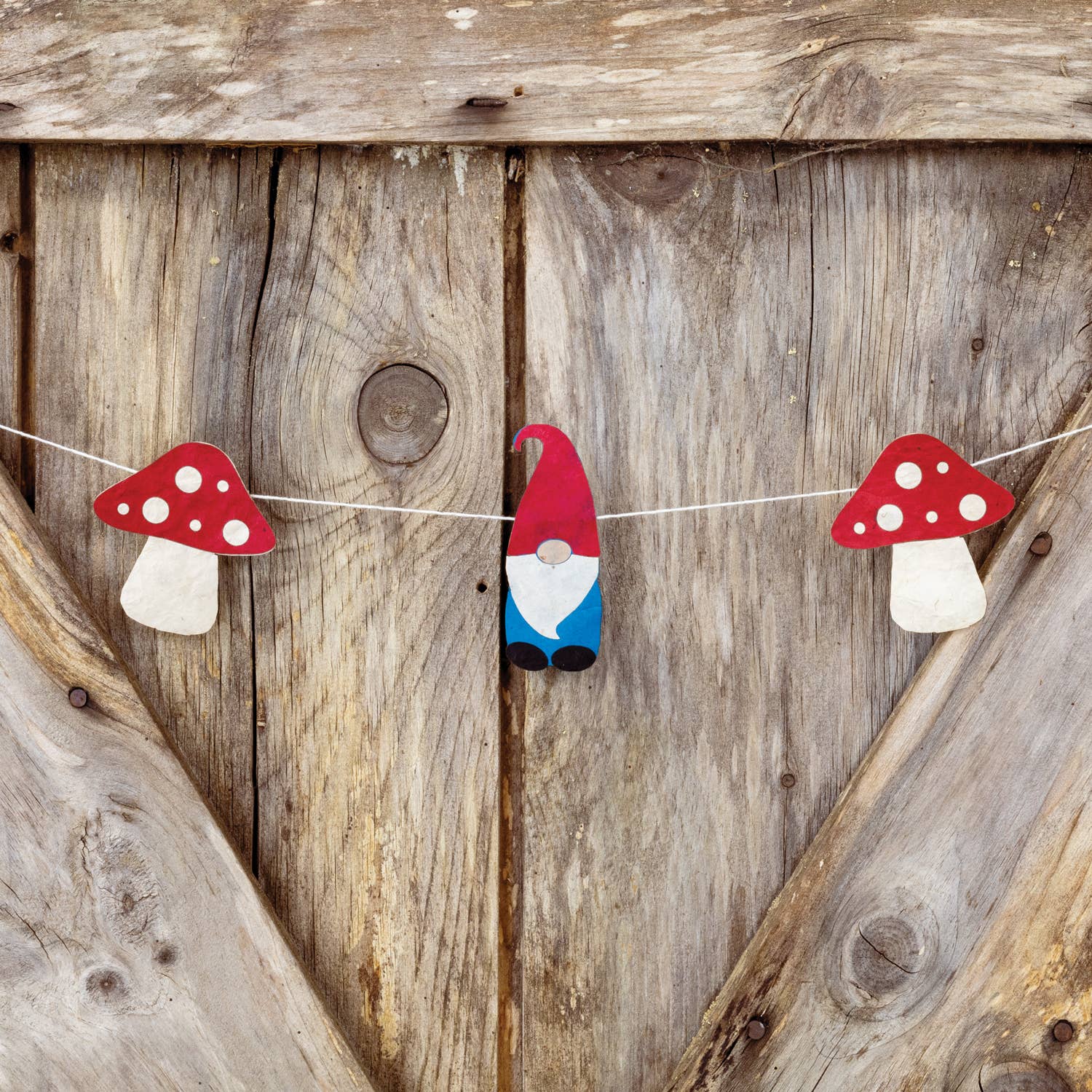 Gnome &amp; Mushroom Eco-Paper Garland