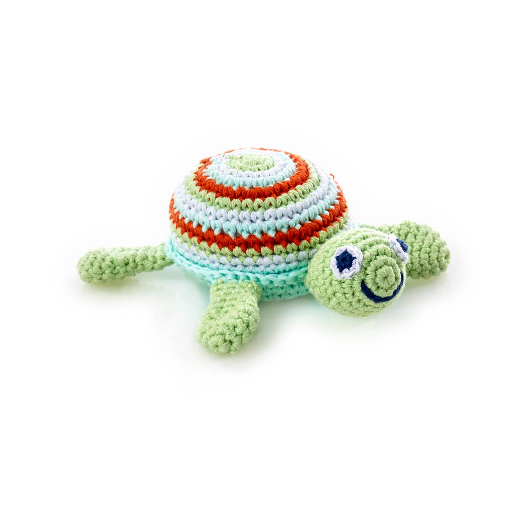 Handcrafted Playful Sea Turtle Baby Rattle – Organic Cotton