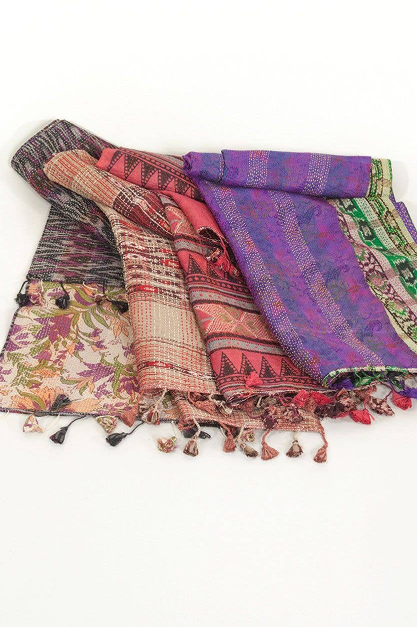 Kantha Silk Sari Scarves