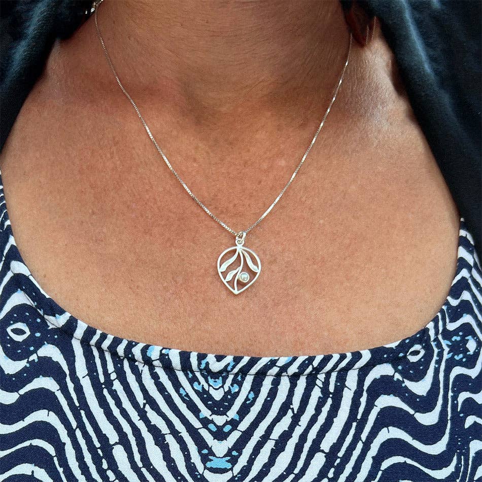 Whispering Leaf Necklace - Sterling Silver, Indonesia