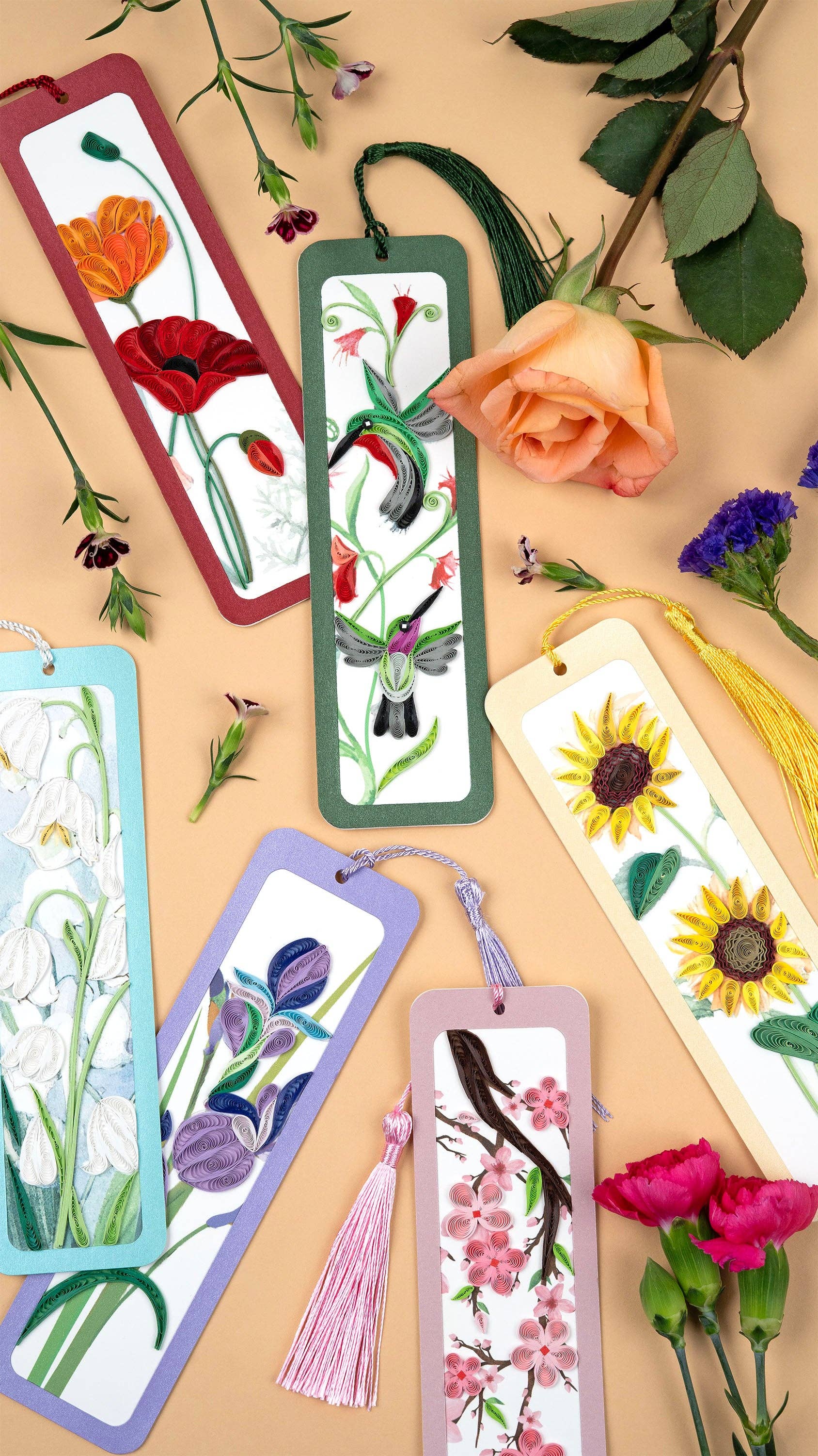 Handmade Quilled Paper Cherry Blossoms Bookmark