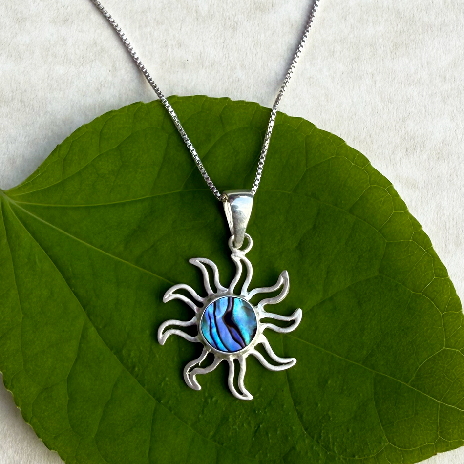 Abalone Sun Rays Necklace - Sterling Silver, Indonesia