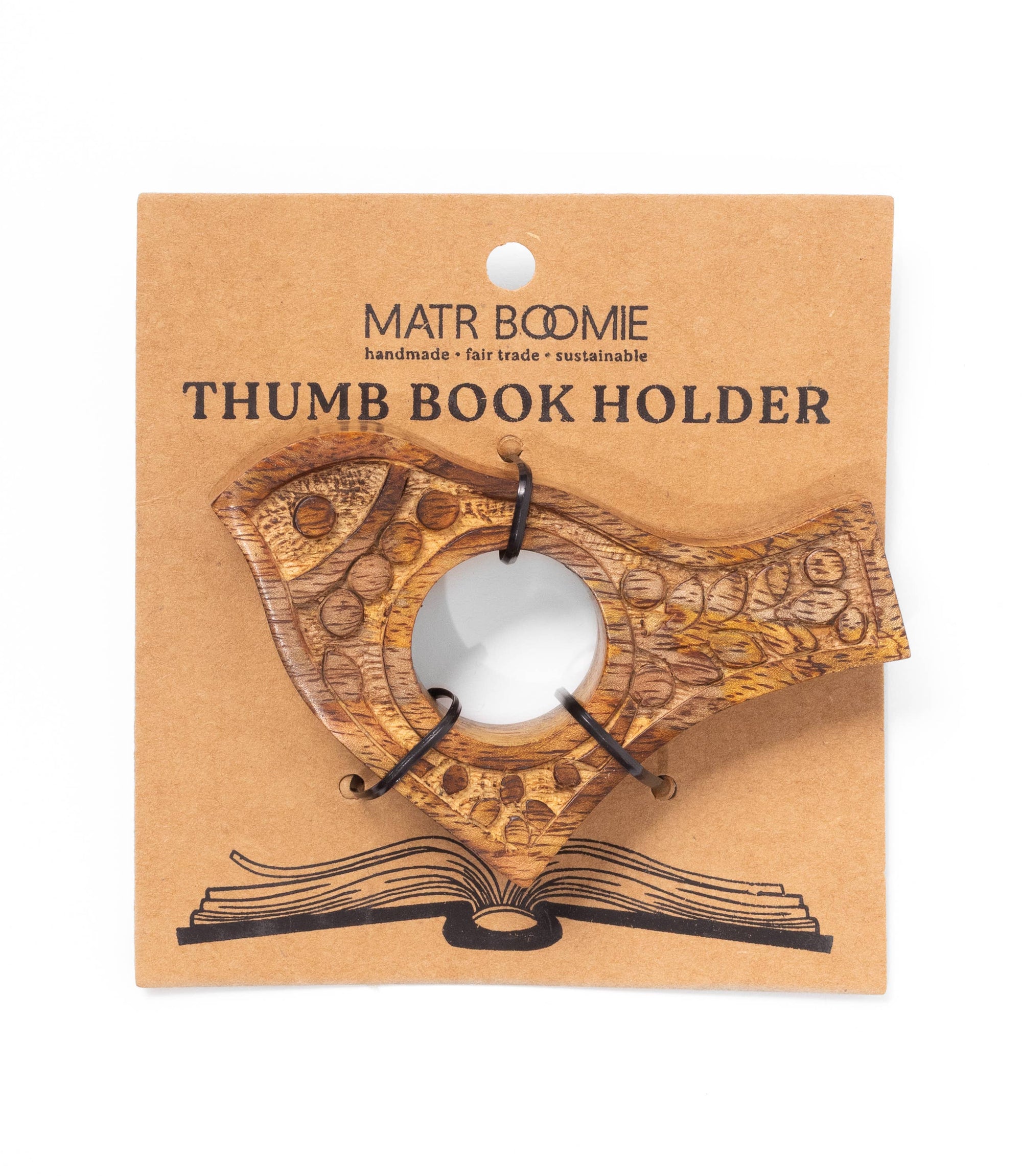 Bird Thumb Book Page Holder - Hand Carved Wood