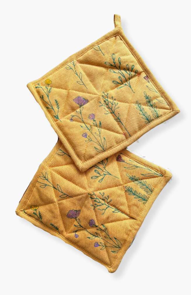 Floral Print Cotton Potholder