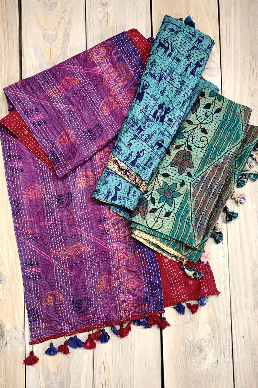 Kantha Silk Sari Scarves