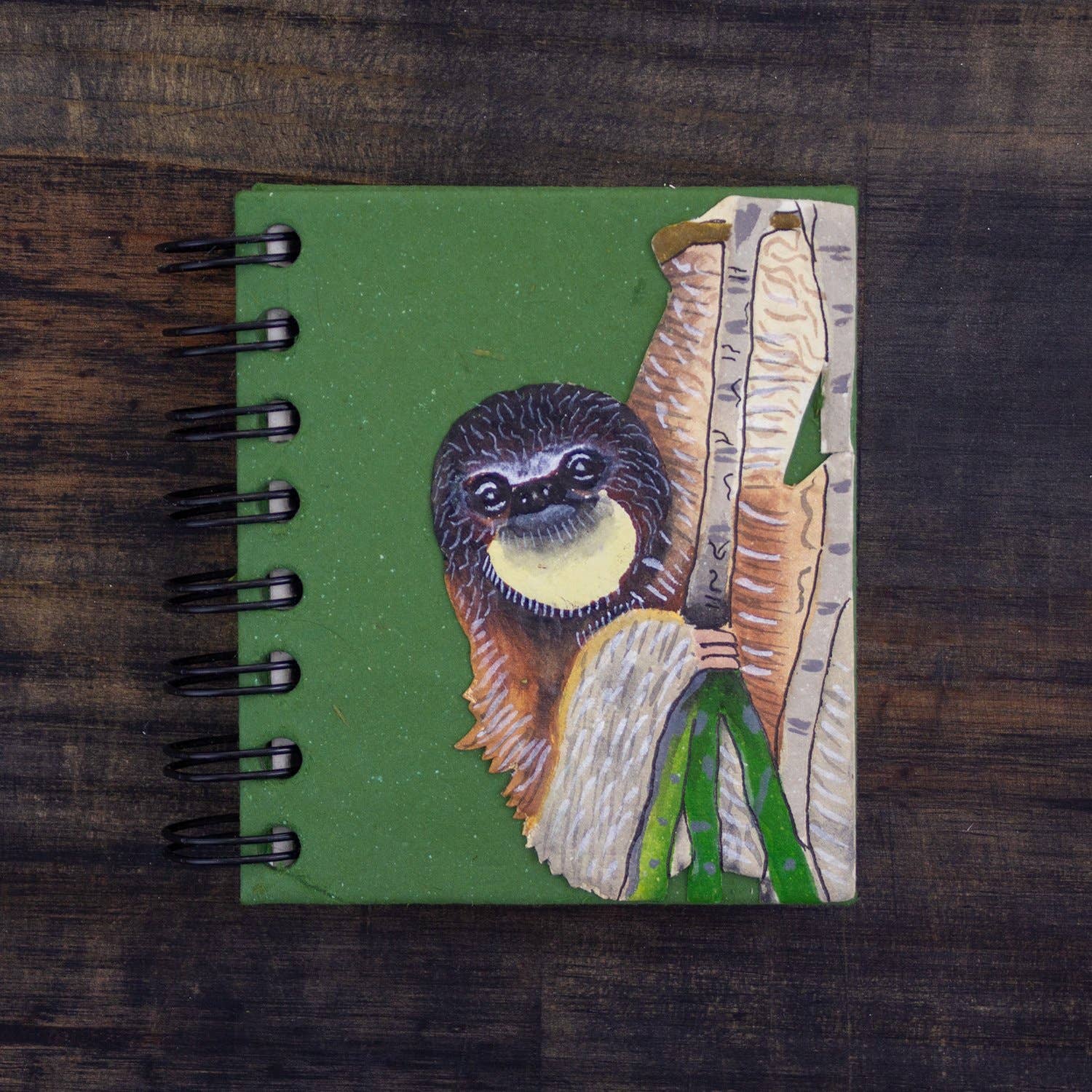 Small Notebook Three-toed Sloth Dark Green (w)