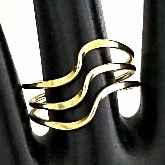 Wave Rings in Golden Bronze