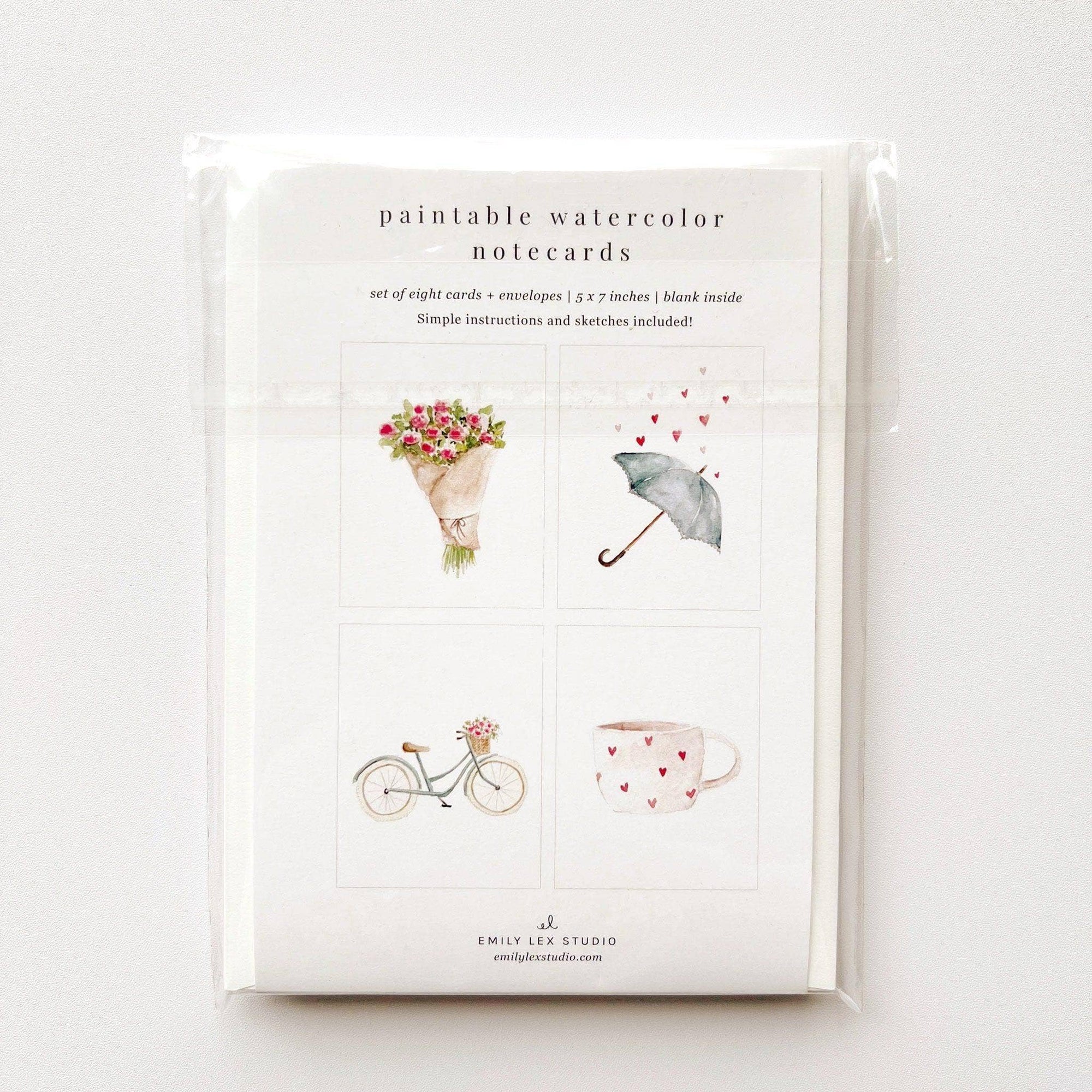 Love sweet love paintable watercolor notecard set