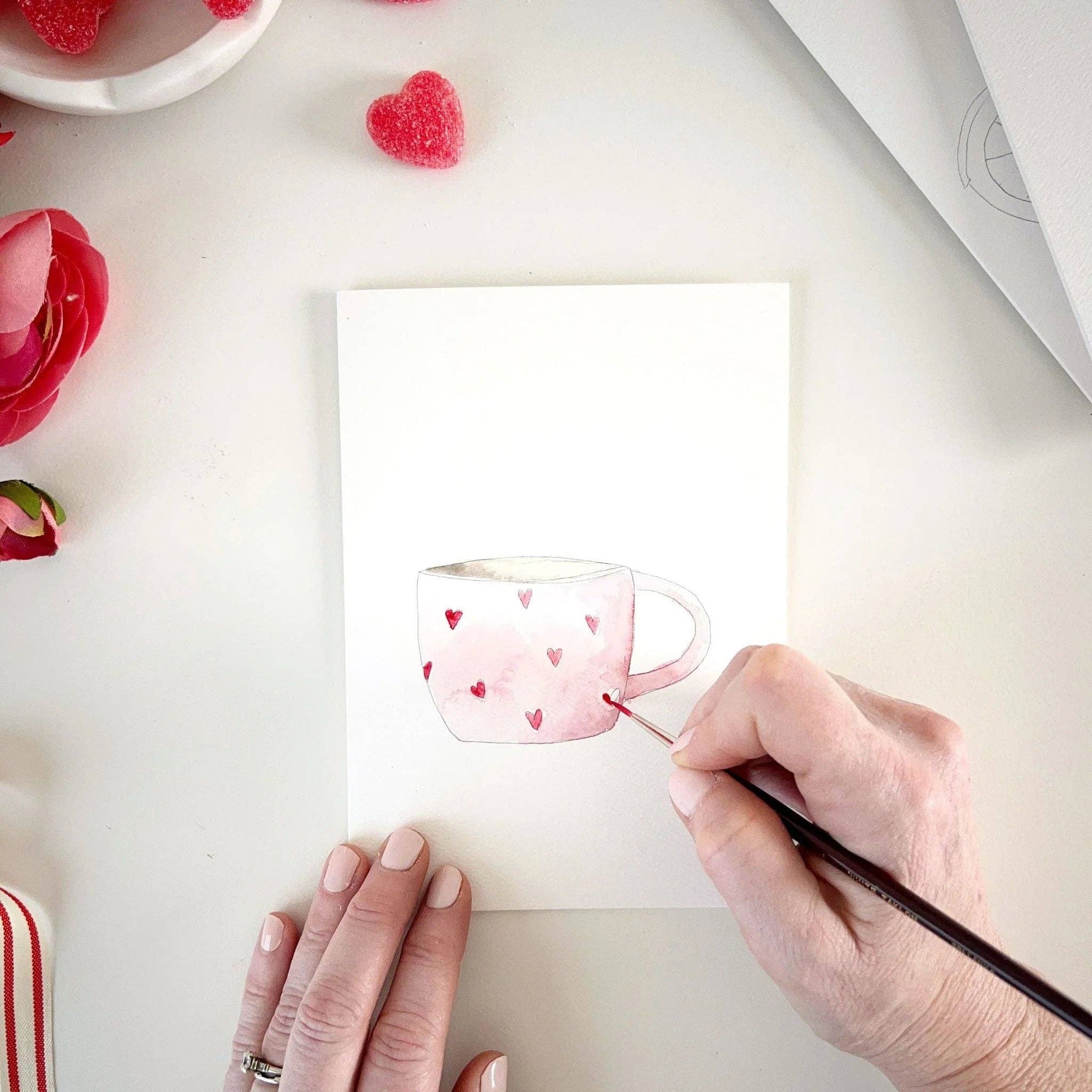 Love sweet love paintable watercolor notecard set