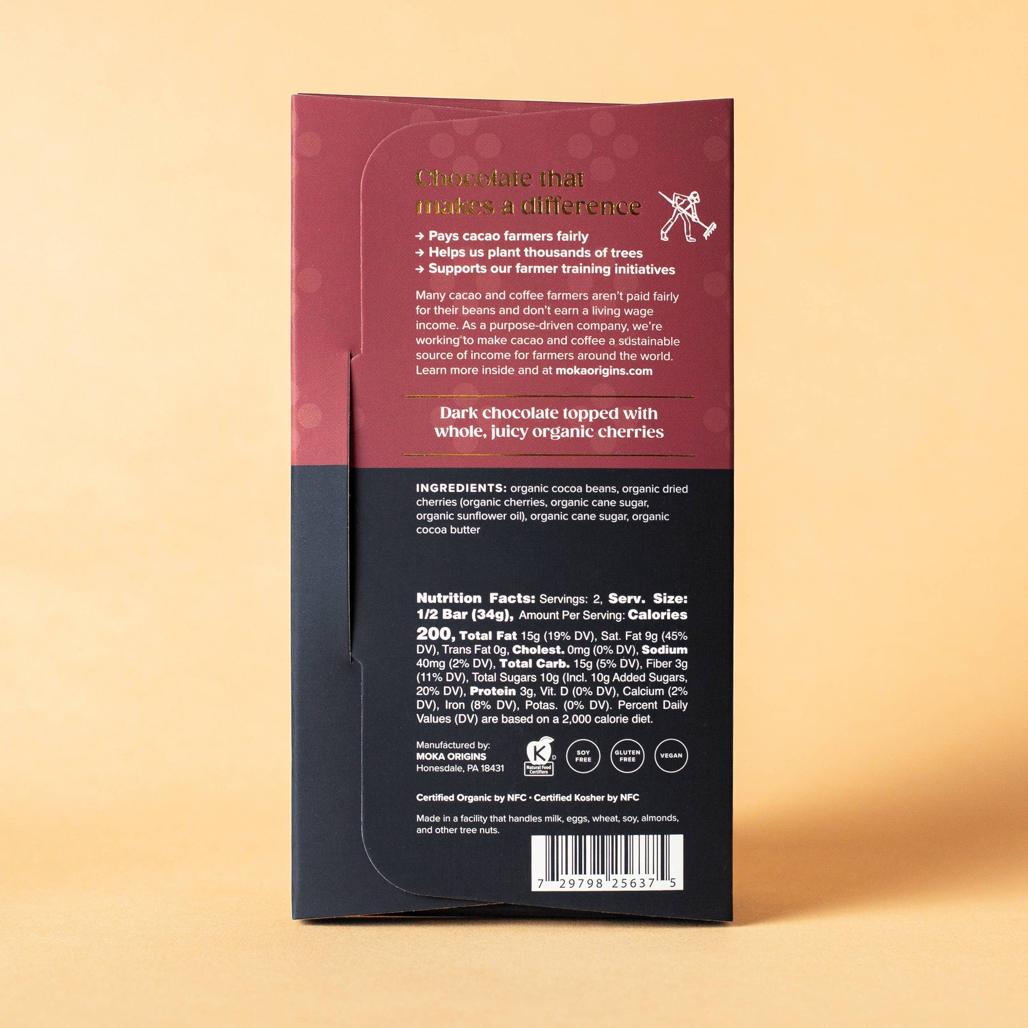 Organic Dark Chocolate Bar – Cherry (72%)