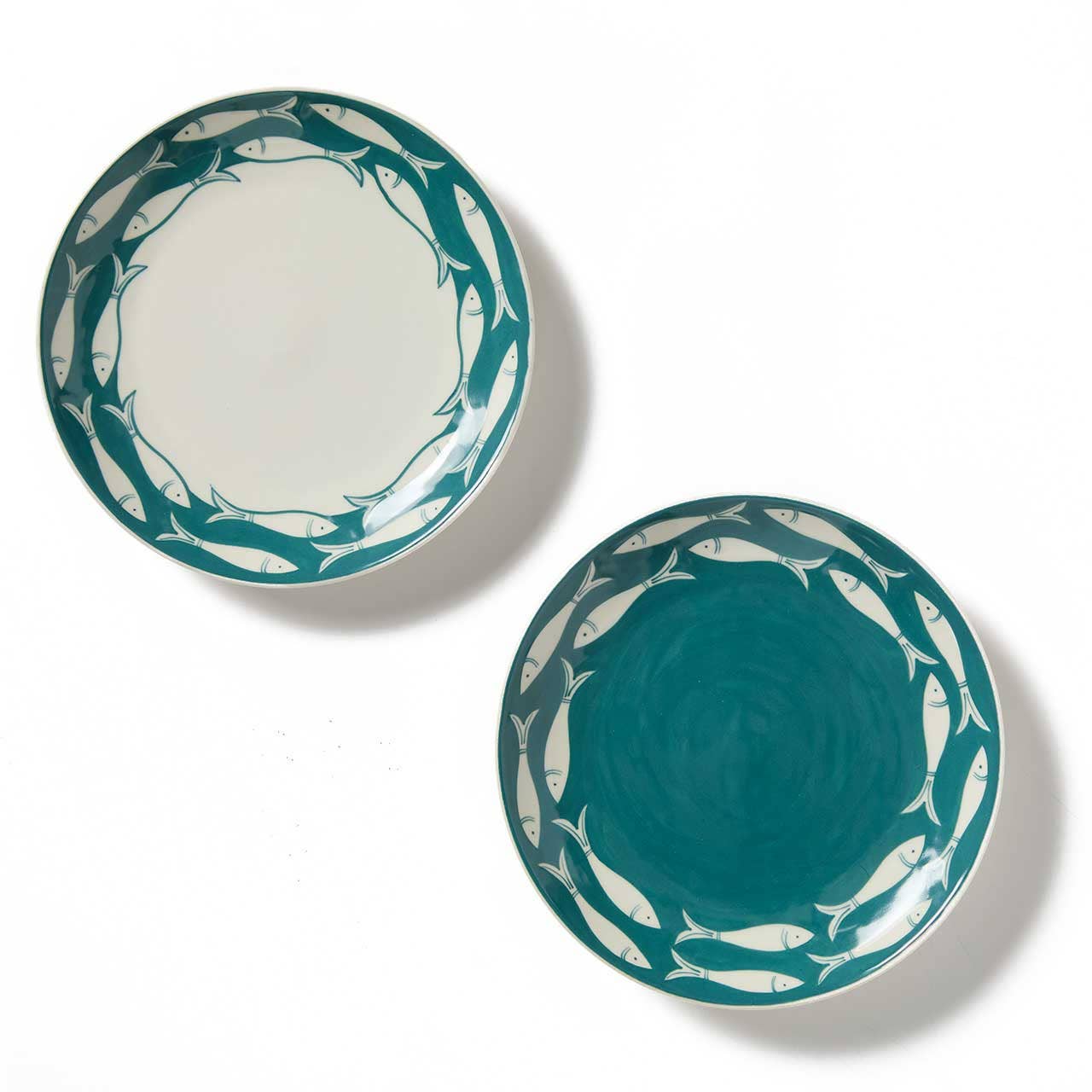 Whitefish Lagoon Ceramic Dinner Plates - Set of 2