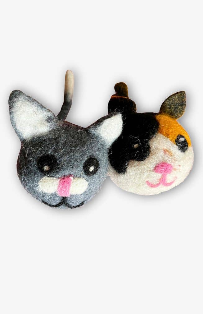 Handfelted Wool Dryer Balls- Cats, Set of 2