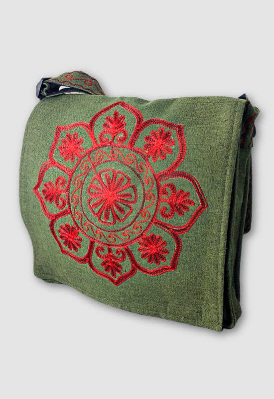 Handcrafted, Cotton Embroidered Mandala Crossbody Flap Bag