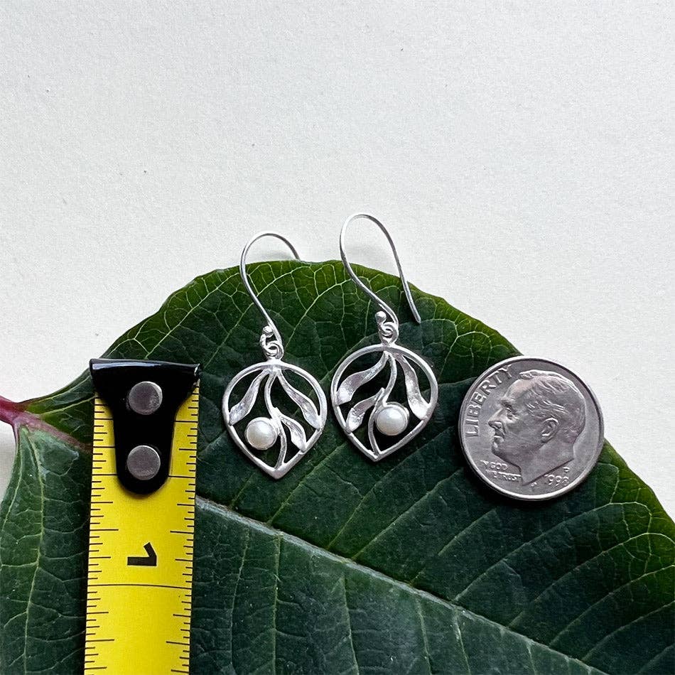 Whispering Leaf Earrings - Sterling Silver, Indonesia