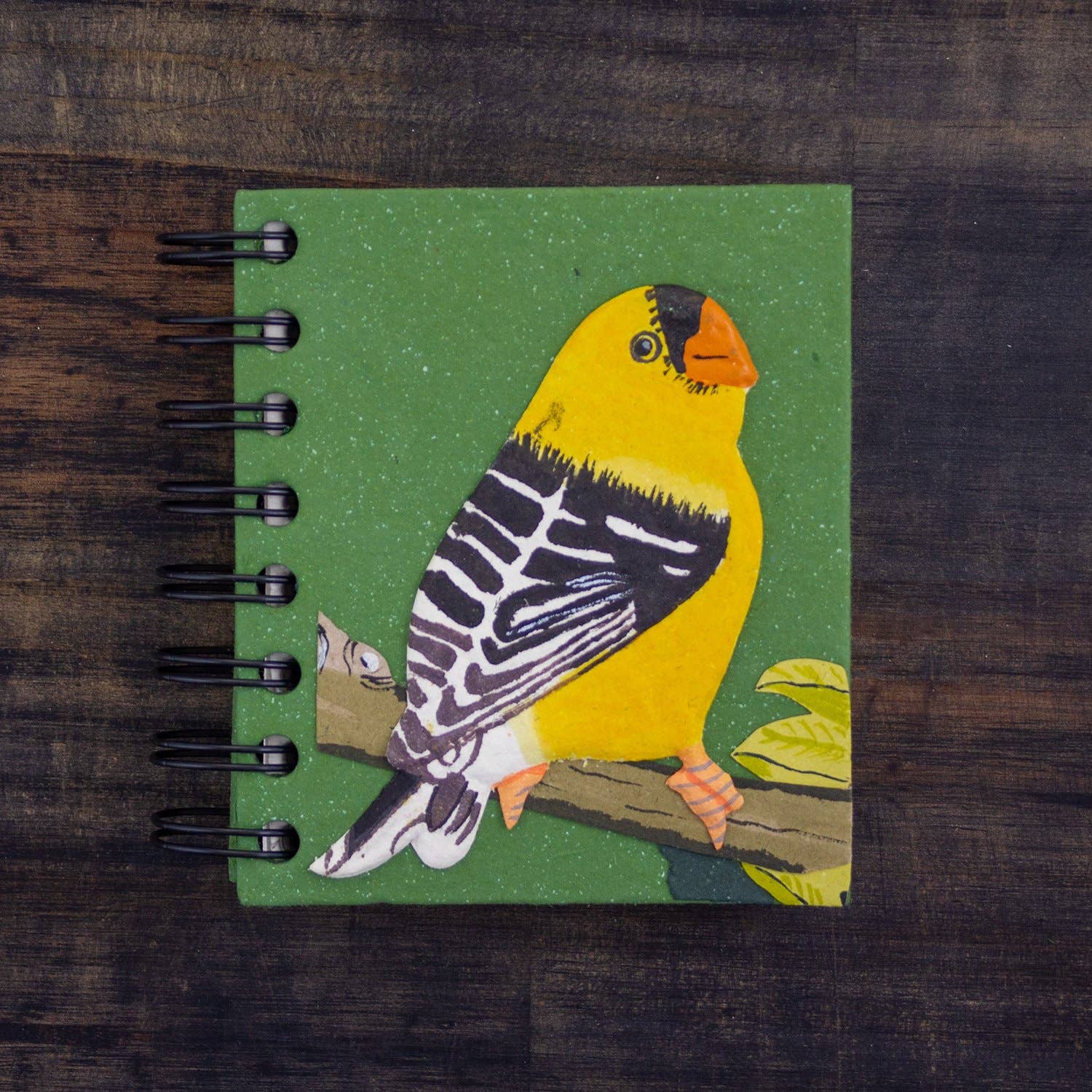 Small Notebook Goldfinch Dark Green (w)