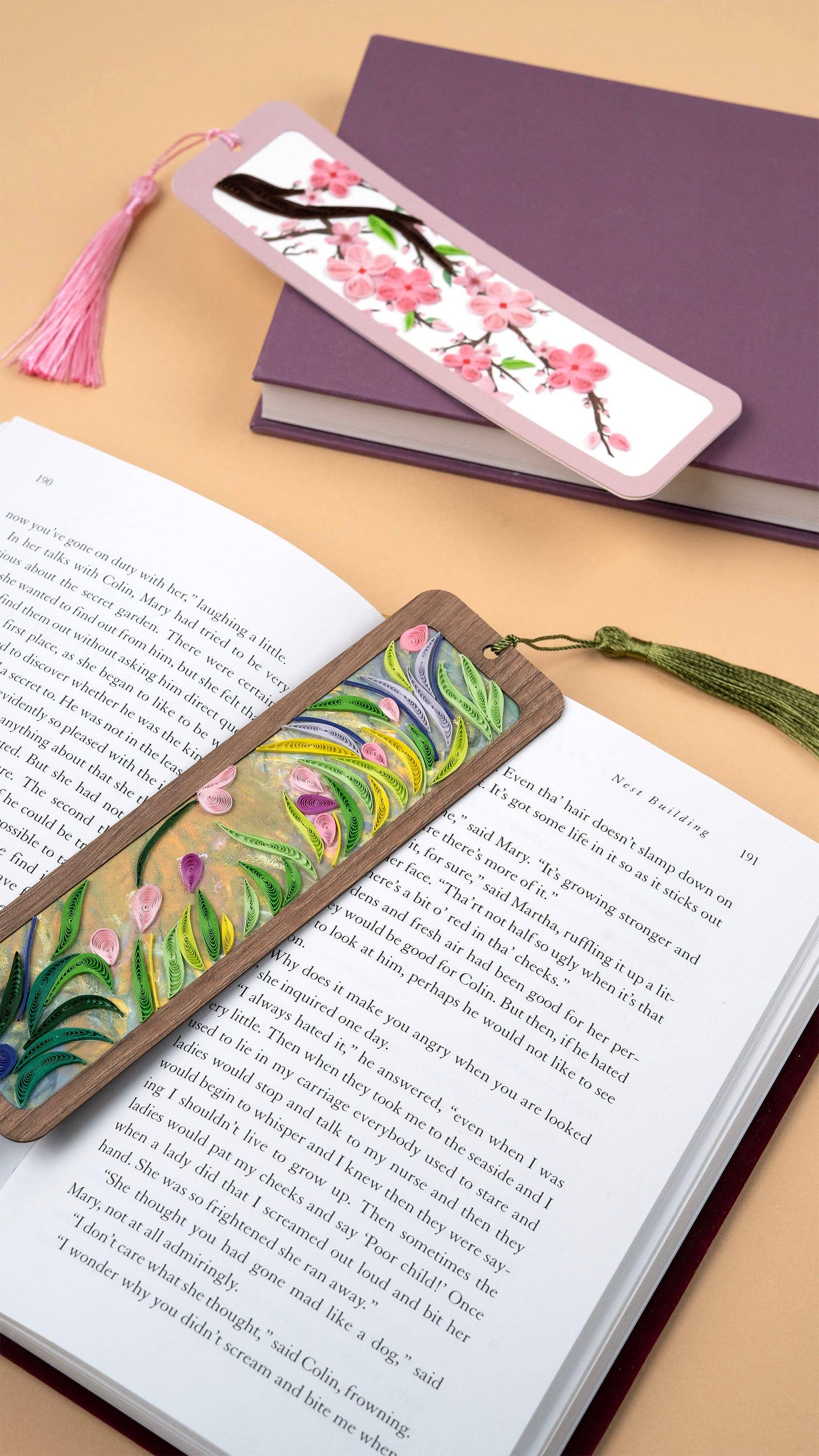 Handmade Quilled Paper Cherry Blossoms Bookmark