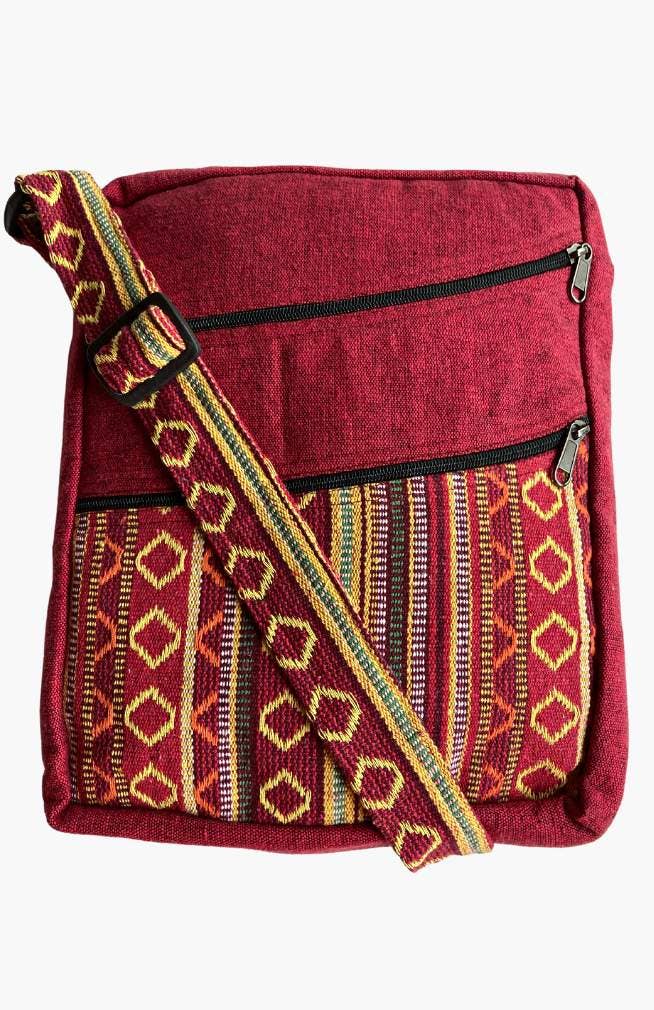 Multi Zip Pocket Unisex Cotton Striped Gyari Travel Bag