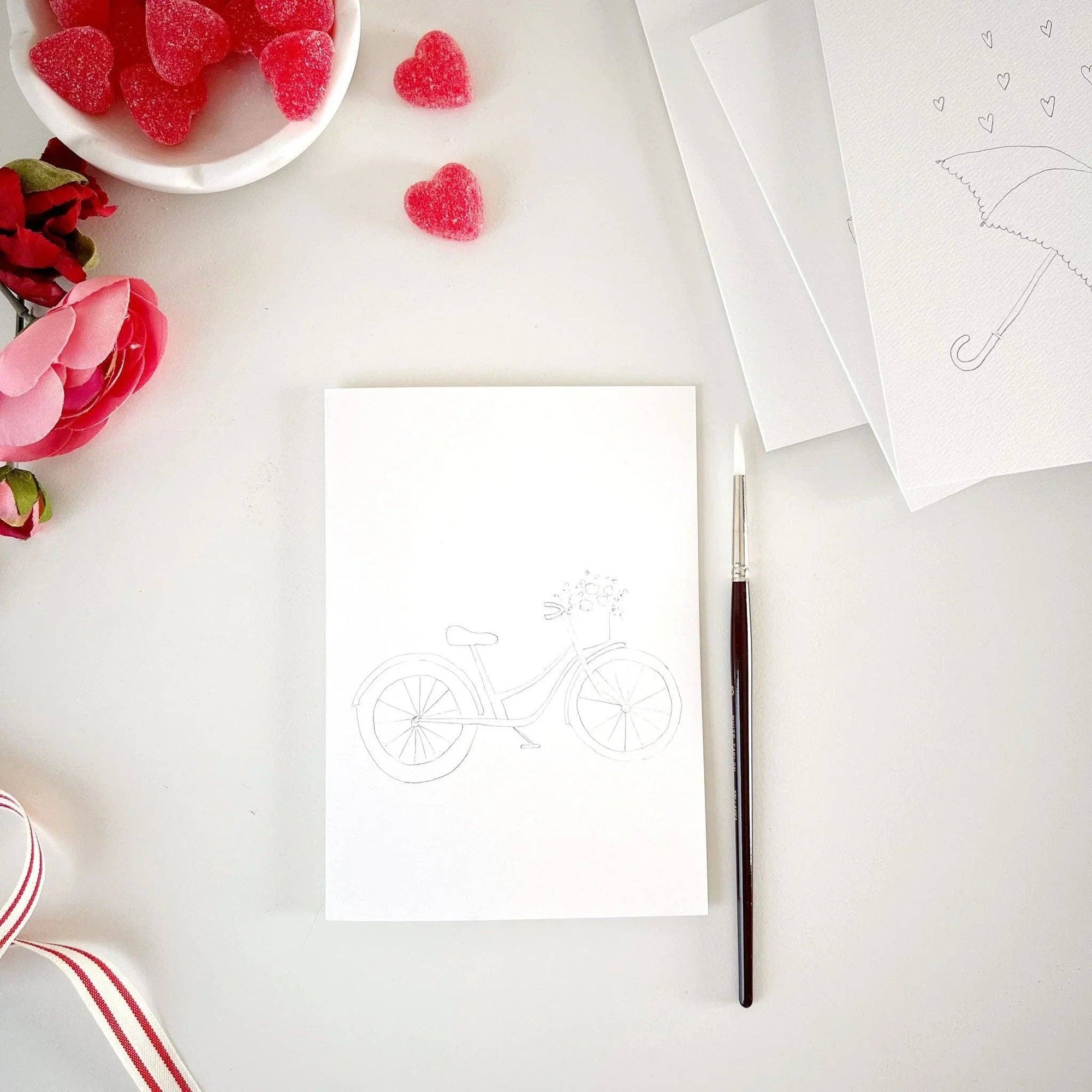 Love sweet love paintable watercolor notecard set