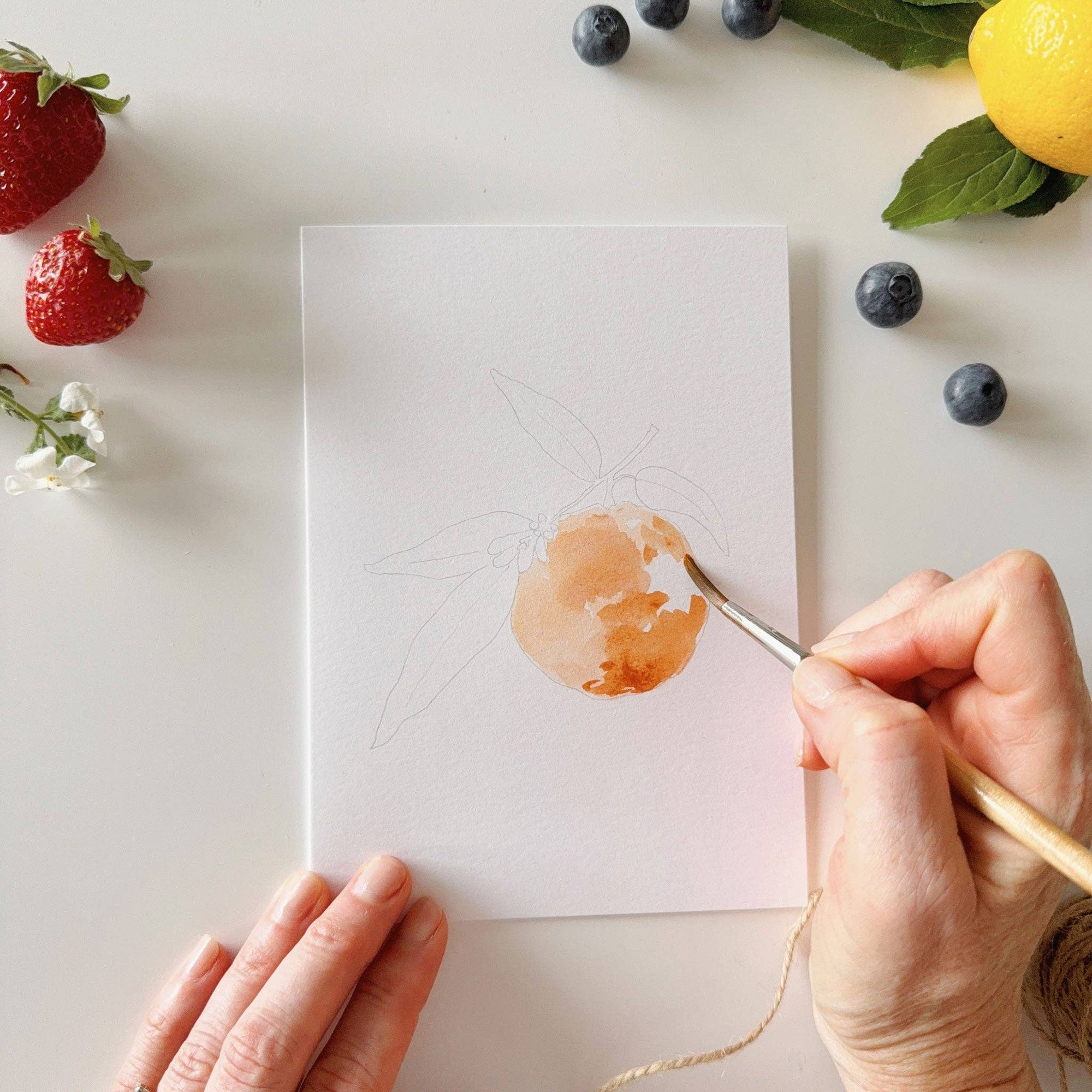Fruit paintable watercolor notecard set