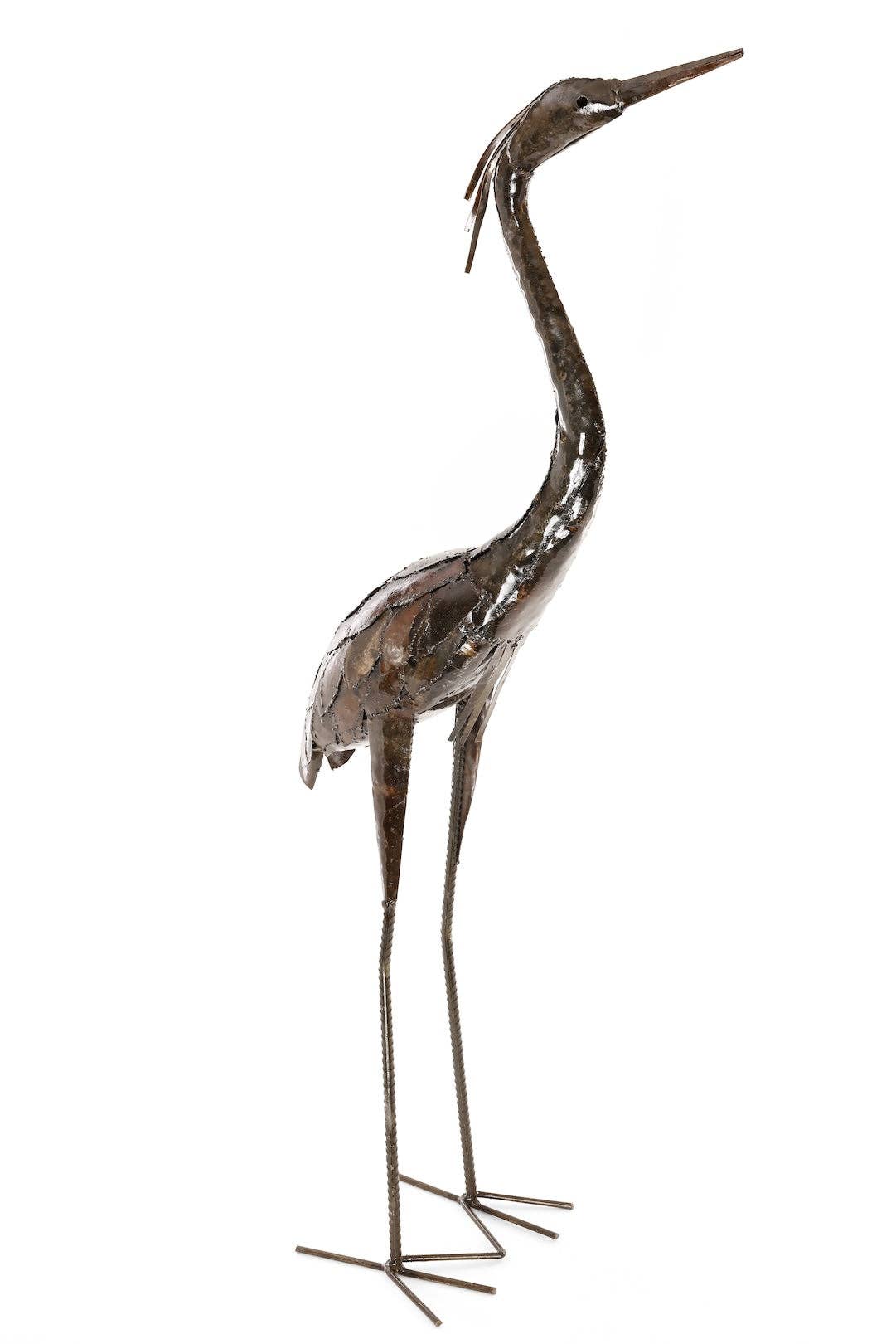 Attentive Stork Recycled Metal Sculpture