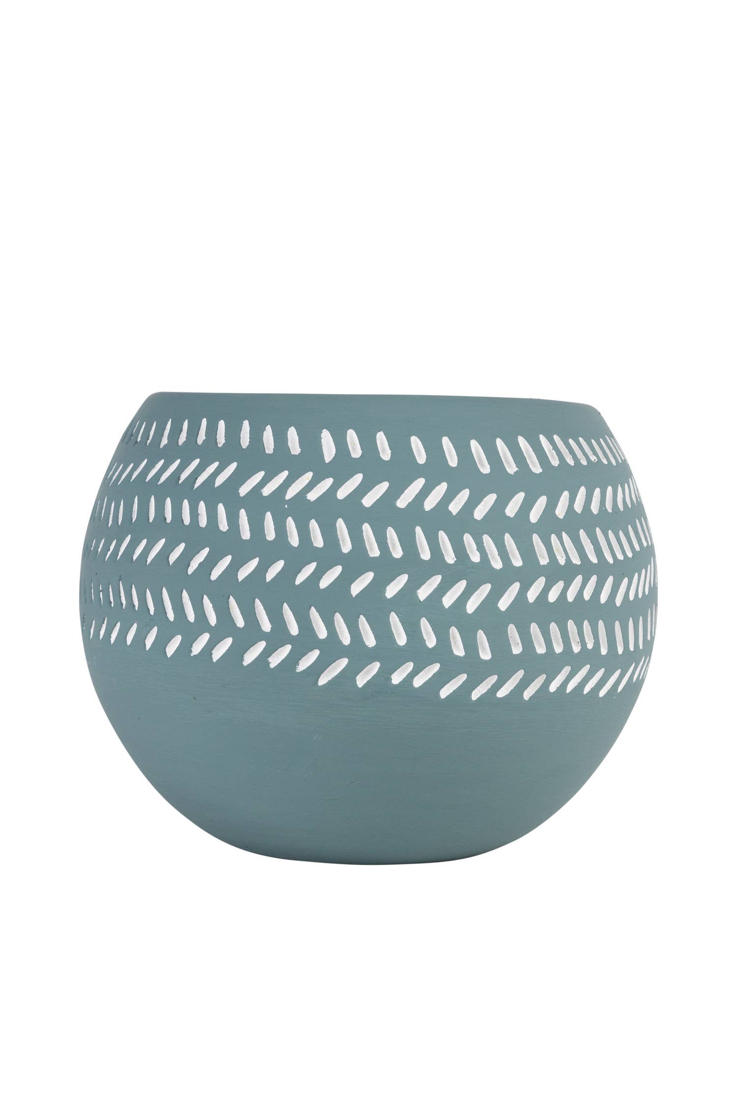 * Teal Scored Terracotta Planter 7&#39;&#39;D