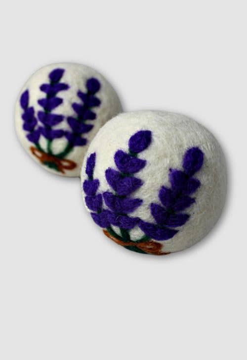 Handfelted Wool Dryer Balls- Lavender, Set of 2