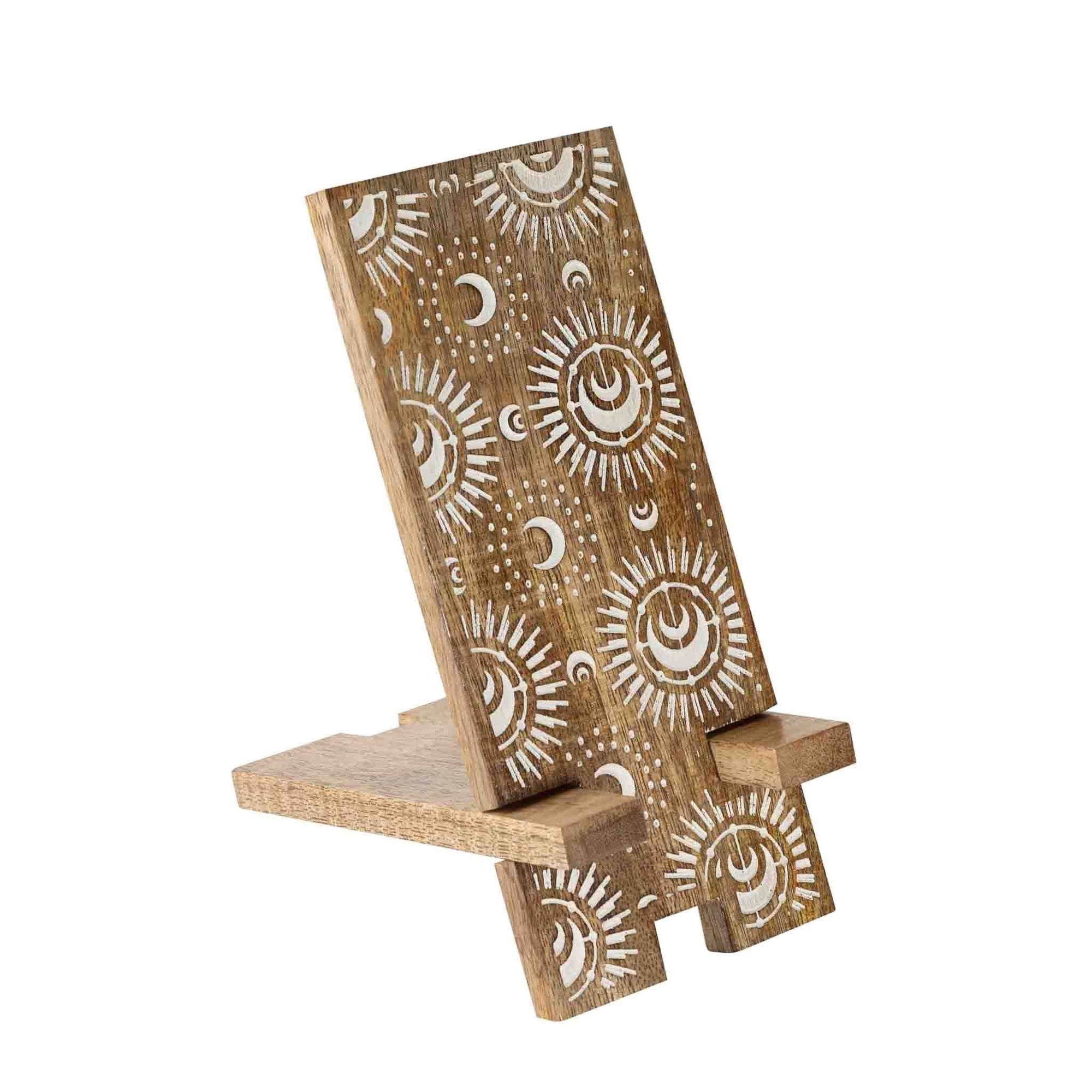 Vasai Mango Wood Phone Stand - Celestial *
