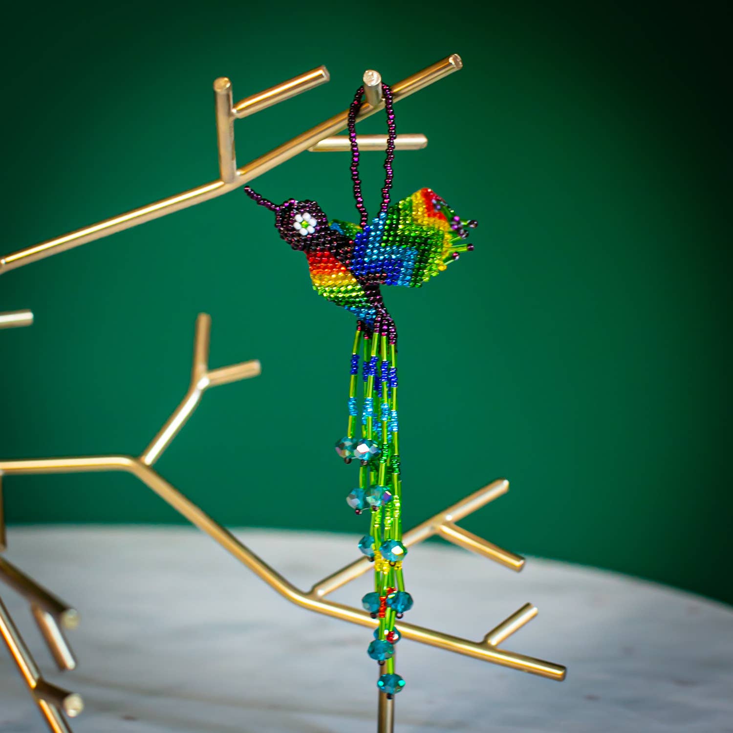 Hummingbird Large Beaded Ornament