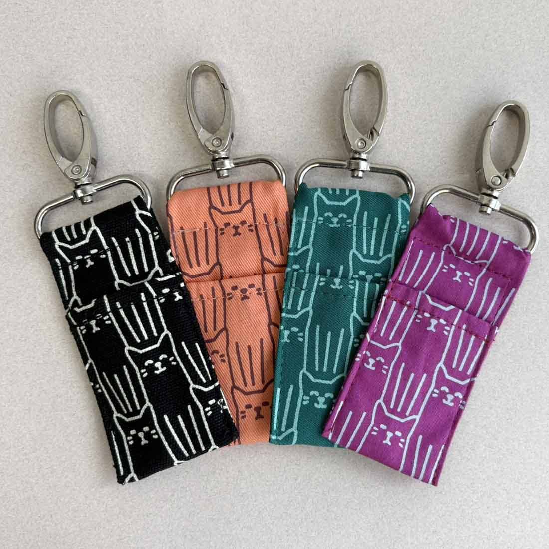 Lip Balm Bag - Cat Prints - Lipstick Clip