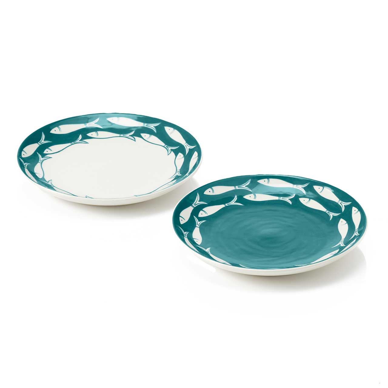Whitefish Lagoon Ceramic Dinner Plates - Set of 2