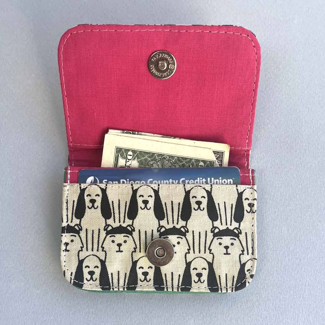 Canvas Card Holder - Mini Wallet - Dog Prints