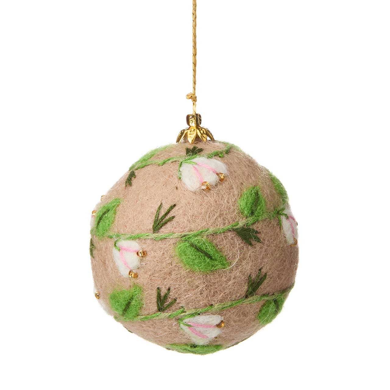Winter Felted Ball Christmas Ornaments - Set of 3