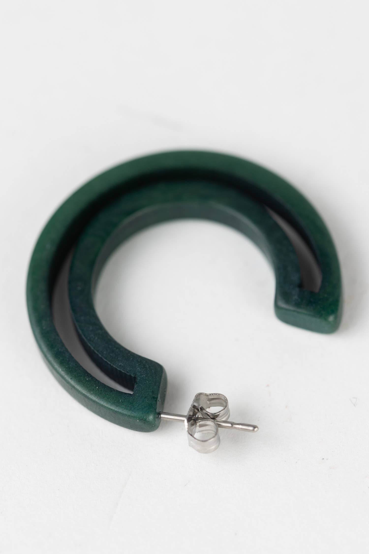 * Negative Space Tagua Hoops - Jasper Green