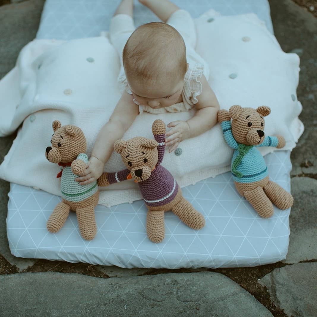 Handcrafted Velvety Boho Teddy Bears – Teal, Blue &amp; Purple