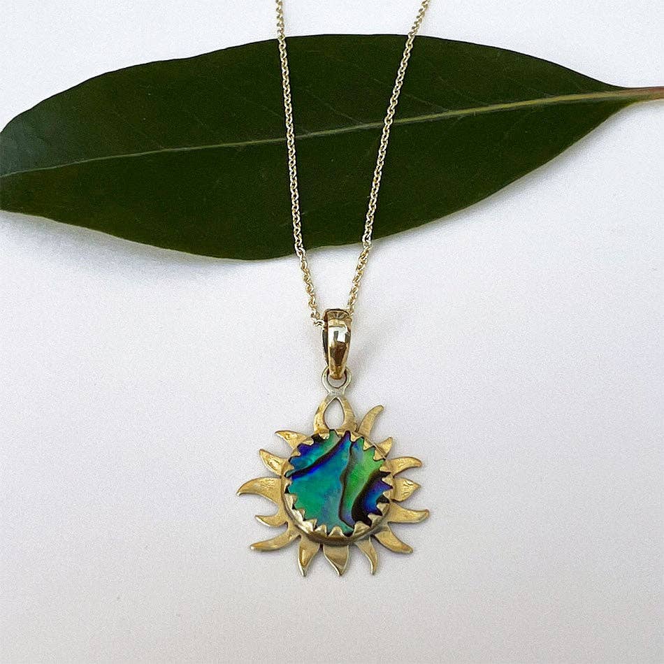 Abalone Sun Necklace - Brass, Indonesia