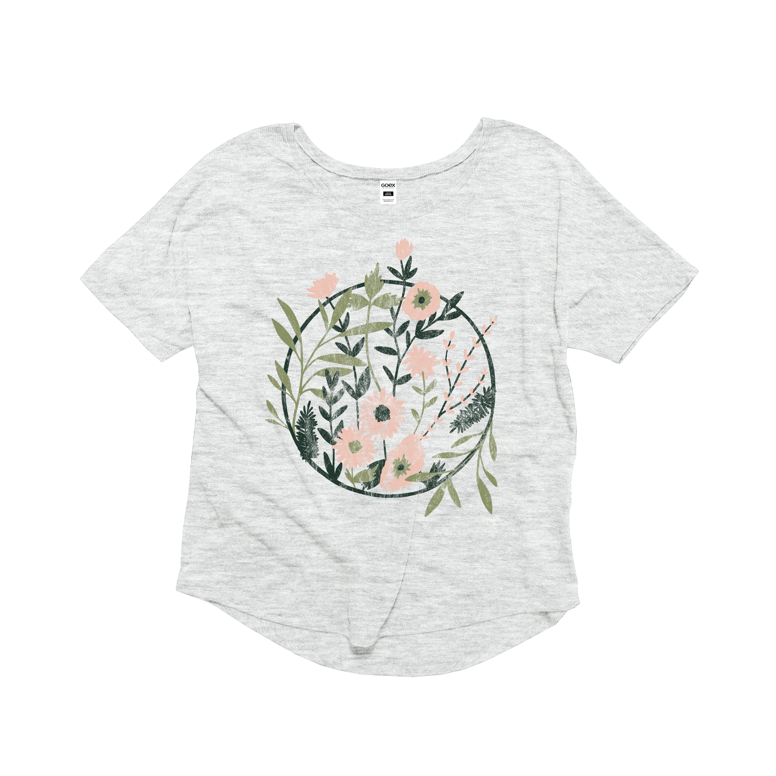 Floral Hoop Flowy Graphic Tee - Vintage White - 24pk