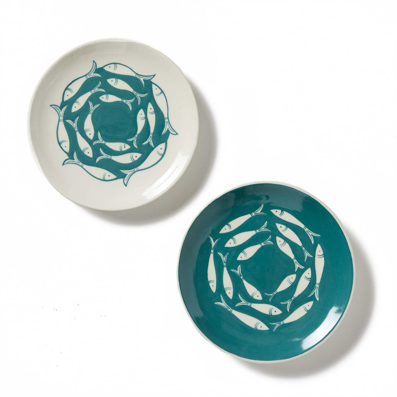 Whitefish Lagoon Ceramic Appetizer Plates - Set of 2