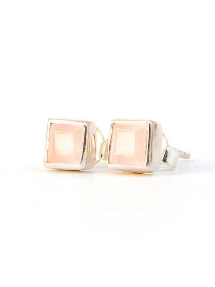 Crystal Waters Sterling Silver Studs - Rose Quartz