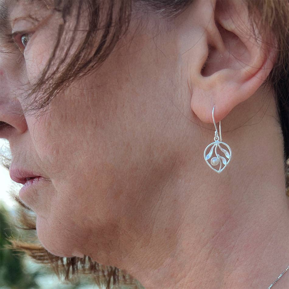 Whispering Leaf Earrings - Sterling Silver, Indonesia