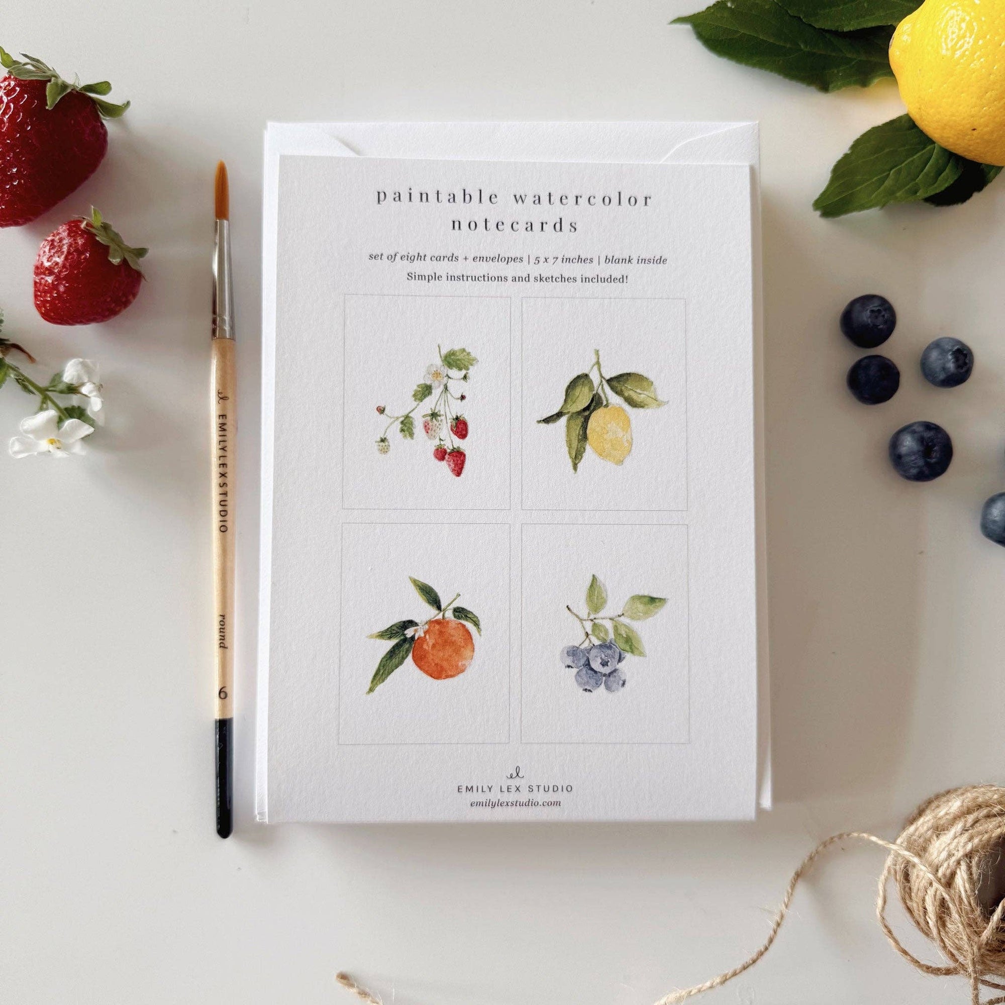 Fruit paintable watercolor notecard set